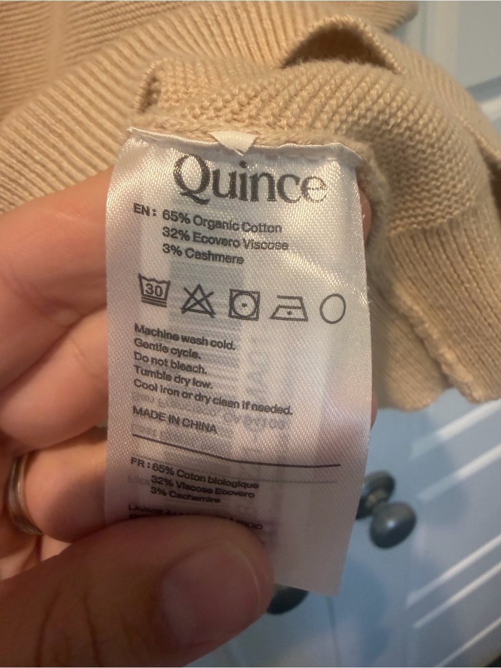 Quince Lightweight Cotton Cashmere Link Stitch Dolman Sweater Oatmeal Small - Picture 3 of 7